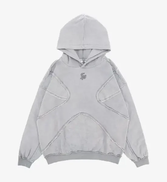 Y Side BLOCKY Distressed Hoodie Gris (1)
