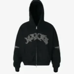 Y Side FADER Embroided Zip Up Hoodie Noir (1)