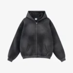 Y Side “Mondial” Washed Zip up Hoodie Noir (1)