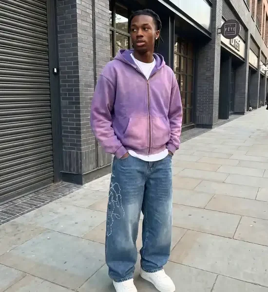 Y Side “Mondial” Washed Zip up Hoodie Violet (2)