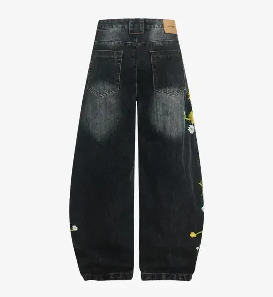 Y Side PETAL Embroidered Pants Noir (2)