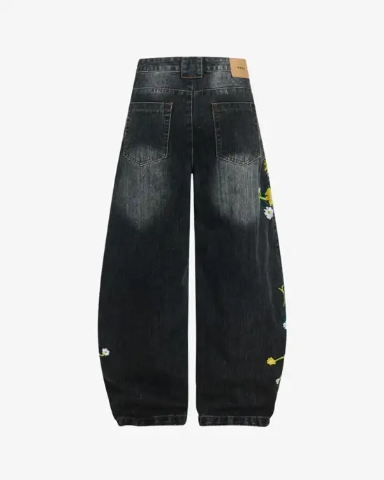 Y Side PETAL Embroidered Pants Noir (2)