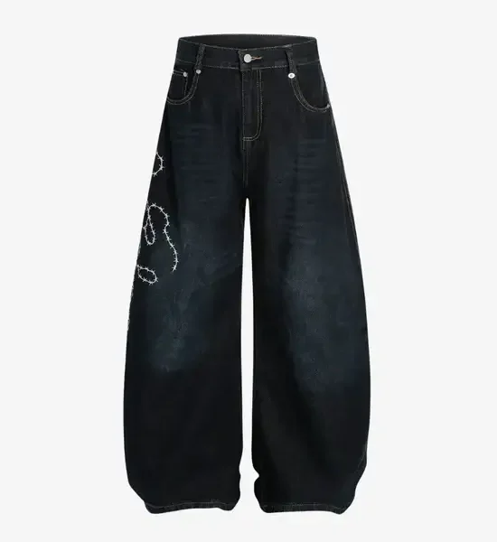Y Side SYLIA Embroidered Pants Bleu Foncé (1)
