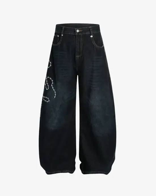 Y Side SYLIA Embroidered Pants Bleu Foncé (1)