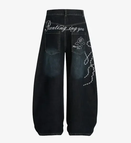 Y Side SYLIA Embroidered Pants Bleu Foncé (2)