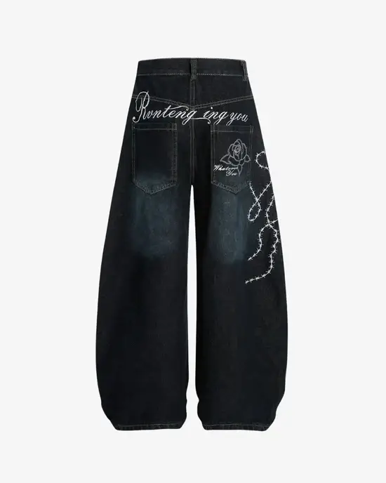 Y Side SYLIA Embroidered Pants Bleu Foncé (2)