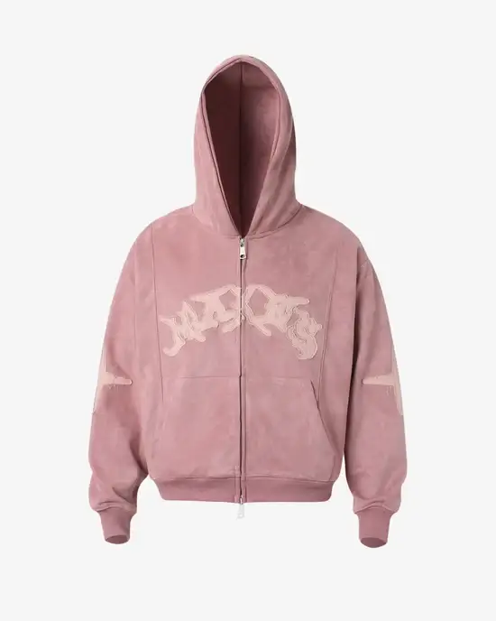 y side fader embroided zip up hoodie rose (1)